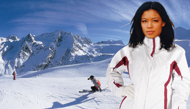 Vanessa Mae in ski outfit